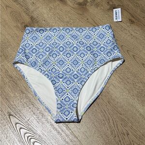 NWT Old Navy Blue Geometric High-Waisted Bikini Bottom